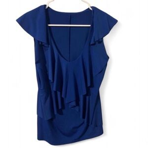 Elegant Blue Ruffle Top